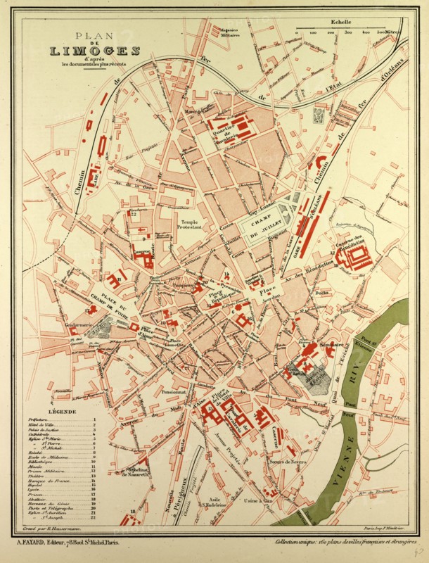 MAP OF LIMOGES, FRANCE