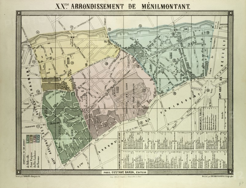 MAP OF 20TH ARRONDISSEMENT DE MÃƒâ€°NILMONTANT, PARIS, FRANCE