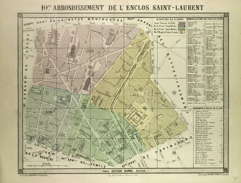 MAP OF THE 10TH ARRONDISSEMENT DE L'ENCLOS SAINT-LAURENT, PARIS, FRANCE