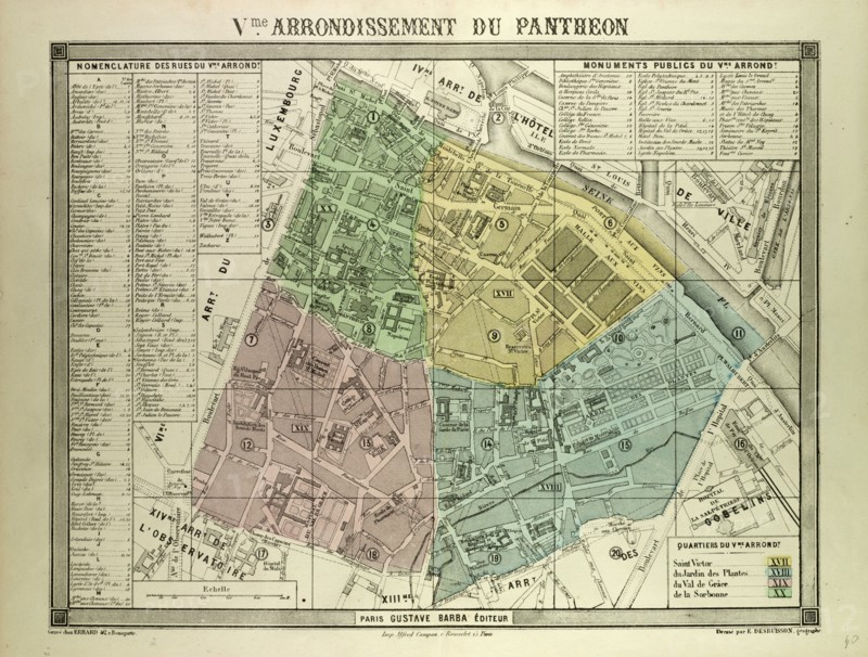 MAP OF THE 5TH ARRONDISSEMENT DU PANTHEON, PARIS, FRANCE