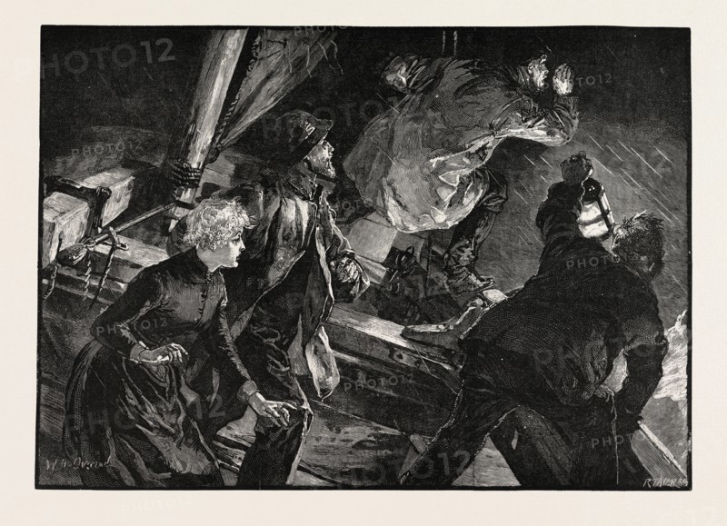 SEARCHING FOR SOMEONE AT SEA. DRAWN BY W. H. OVEREND.