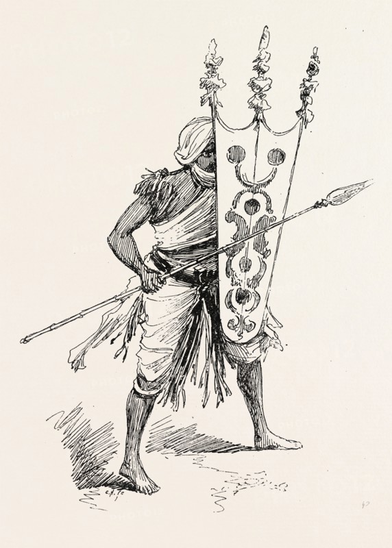 THE MILITARY DISASTER IN MANIPORE, ON THE SOUTHERN FRONTIER OF ASSAM, BRITISH INDIAN EMPIRE: A MANIPORE WARRIOR FIGHTING.