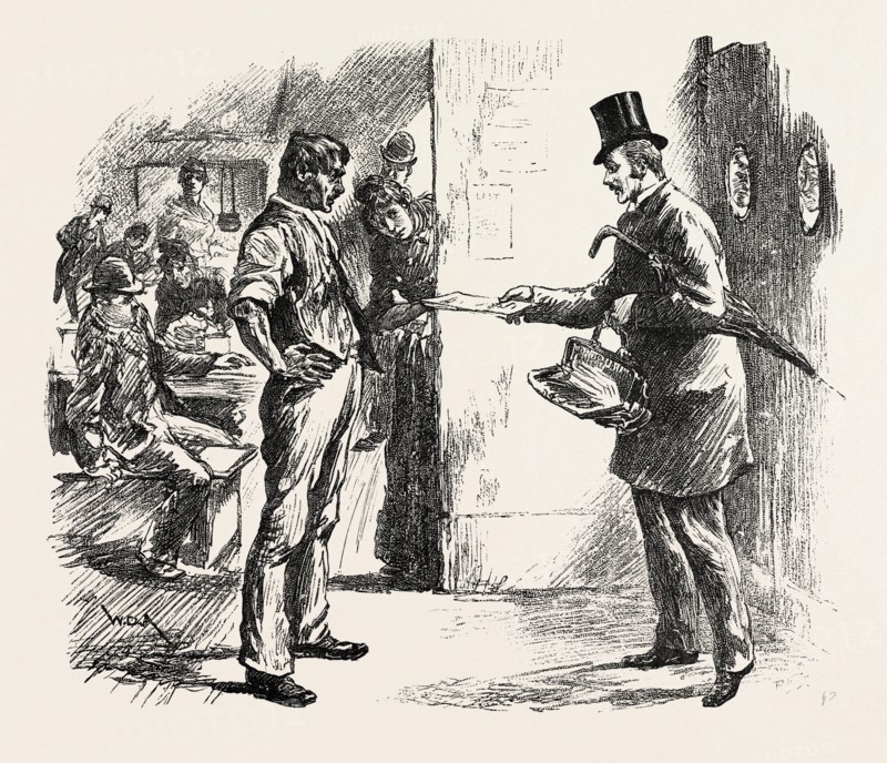 TAKING THE CENSUS: EXPERIENCES OF AN ENUMERATOR: AT A COMMON LODGING HOUSE: CONFRONTED BY THE DEPUTY.