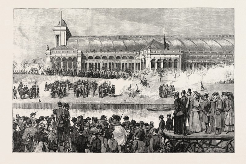 THE FUNERAL OF COUNT MOLTKE: ARTILLERY SALUTE AT THE LEHRTER RAILWAY STATION, BERLIN, GERMANY