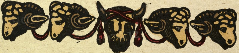 illustration of English tales, folk tales, and ballads. heads of rams