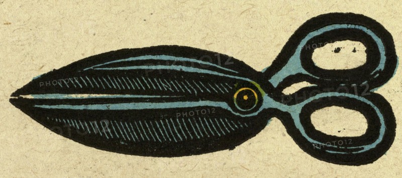 illustration of English tales, folk tales, and ballads. Scissors