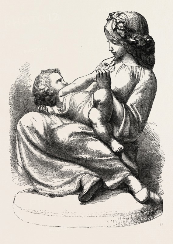 MOTHER'S JOY, SCULPTURE, BY A. MUNRO, IN THE EXHIBITION OF THE BRITISH INSTITUTION.