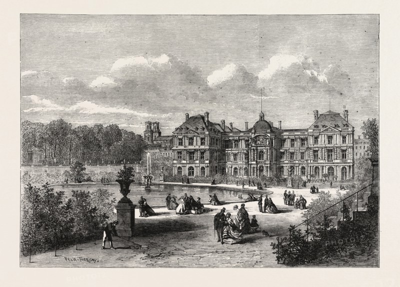 VIEW OF THE PALACE OF THE FRENCH SENATE, FROM THE GARDENS OF THE LUXEMBOURG