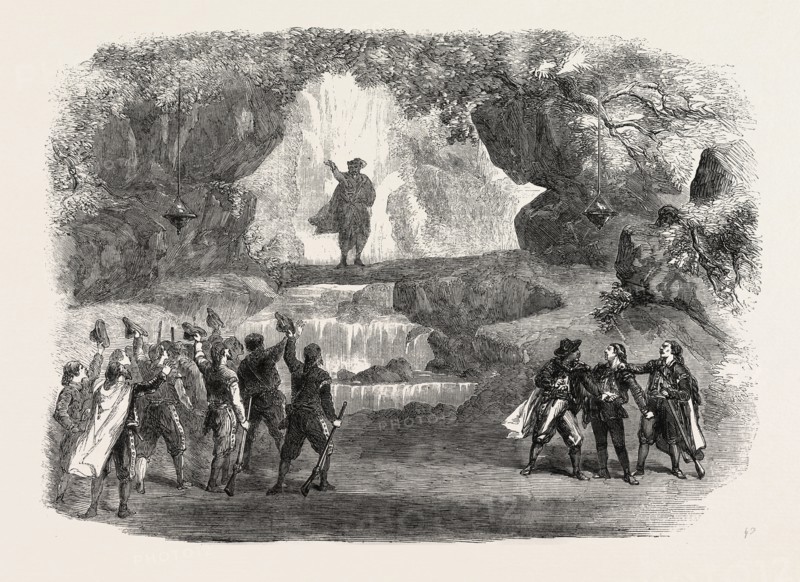 THE CAVERN SCENE FROM THE MILLER AND HIS MEN, AT THE HAYMARKET THEATRE, LONDON, UK