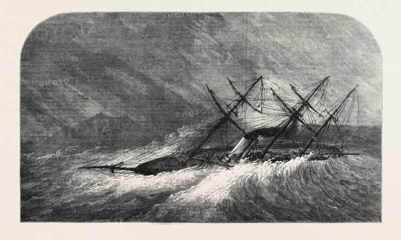 H.M. STEAM-SLOOP LAPWING (COMMANDER MONTAGU O'REILLY) IN A GALE, IN THE DORO CHANNEL