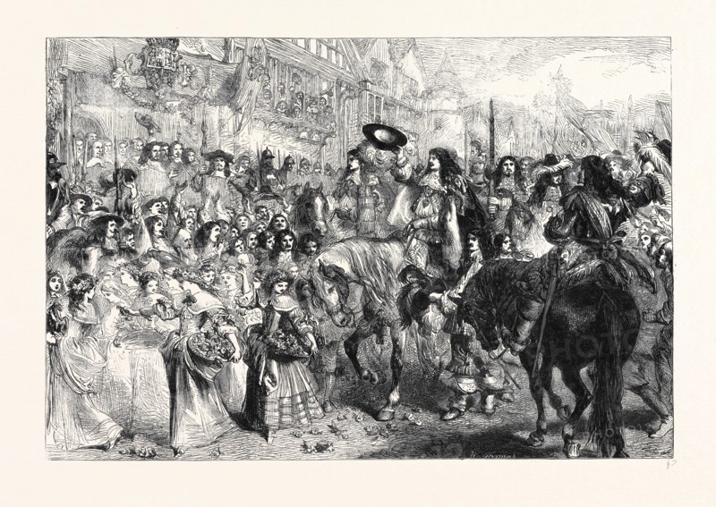 "THE  RESTORATION OF CHARLES II" DRAWN BY J. GILBERT
