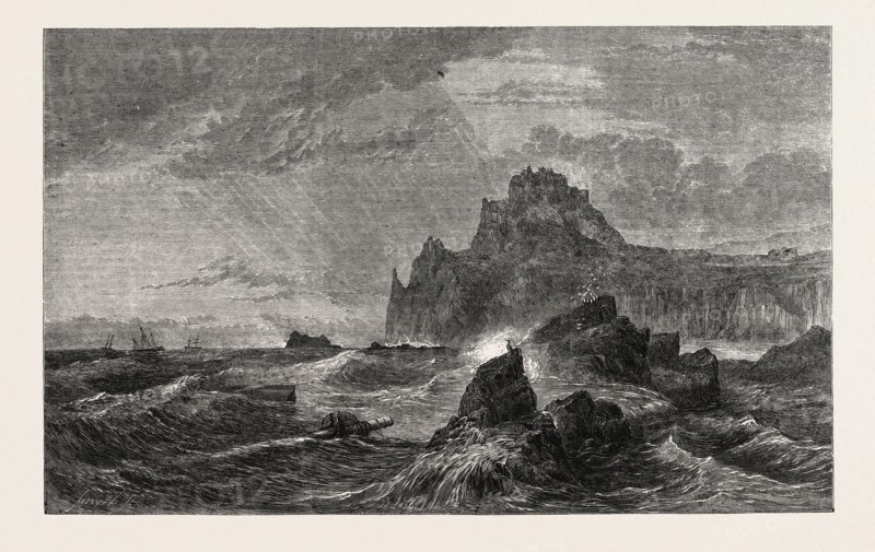 MONT ORGUEIL CASTLE, JERSEY, BY S.P. JACKSON, IN THE EXHIBITION OF THE OLD WATER-COLOUR SOCIETY