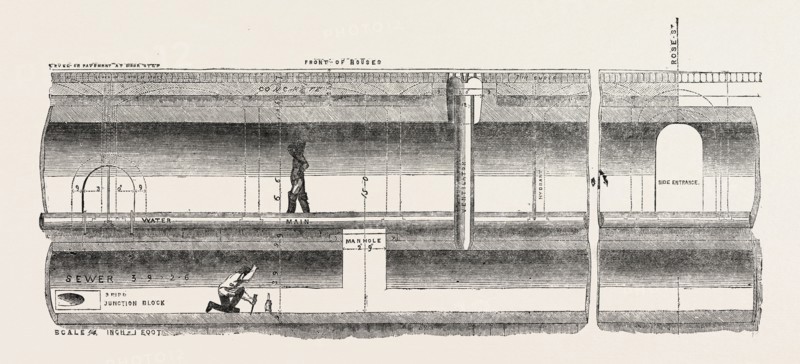 NEW SUBWAY, KING STREET, COVENT GARDEN, LONDON: LONGITUDINAL SECTION OF THE SUBWAY, UK