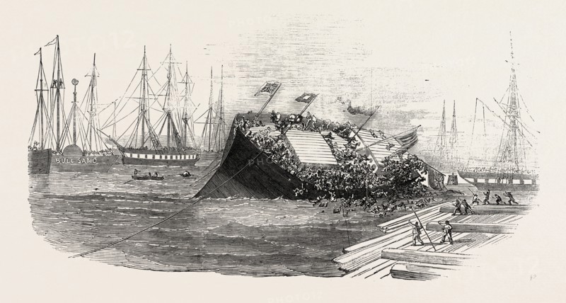 CATASTROPHE AT A SHIP-LAUNCH, AT HULL, 1854