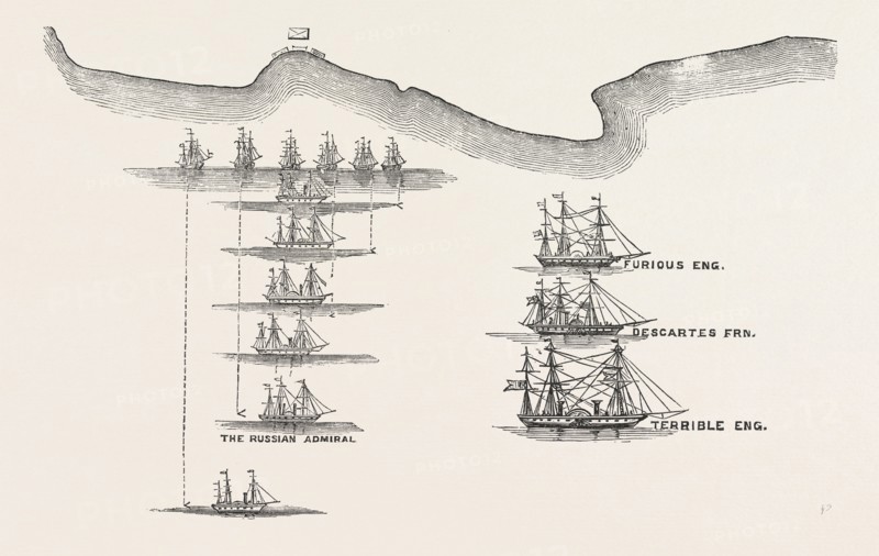 ENGAGEMENT OFF SEBASTOPOL, BETWEEN THREE STEAMERS OF THE ALLIED FLEET AND SIX RUSSIAN STEAMERS, 1854