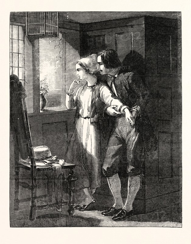 EVANGELINE PAINTED BY JOHN ABSOLON, FROM THE EXHIBITION OF THE NEW SOCIETY OF PAINTERS IN WATER-COLOURS, 1854