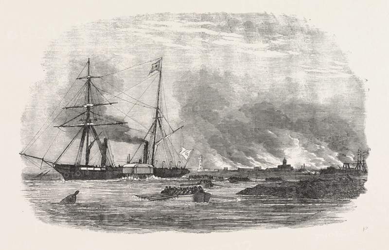 DESTRUCTION OF SULINEH, AT THE MOUTH OF THE DANUBE, 1854