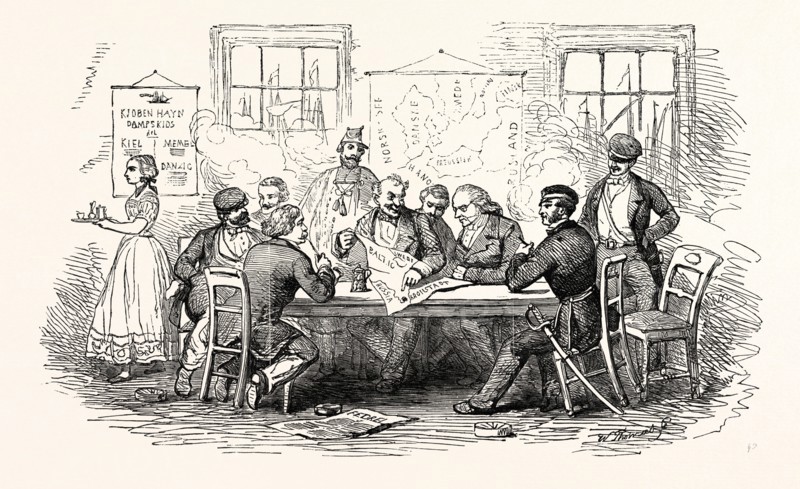 DISCUSSING THE WAR, IN A COFFEE-HOUSE, AT COPENHAGEN, 1854
