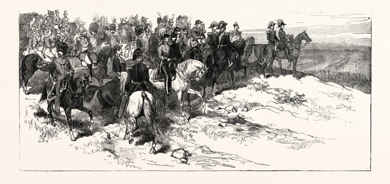 PRINCE ALBERT, THE EMPEROR OF THE FRENCH, AND STAFF, AT THE REVIEW AT MARQUISE, 1854