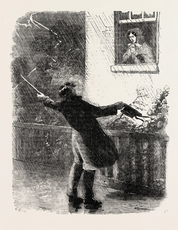 STANDING IN THE RAIN AND TALKING TO A LADY