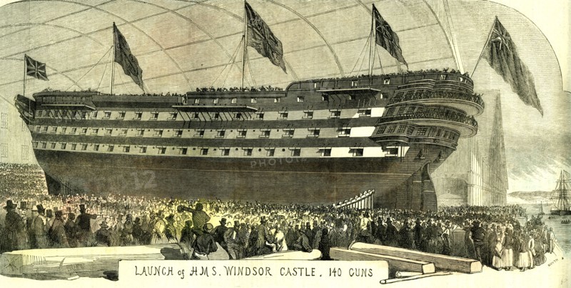 Launch of HMS. Windsor Castle, 140 guns, 1852