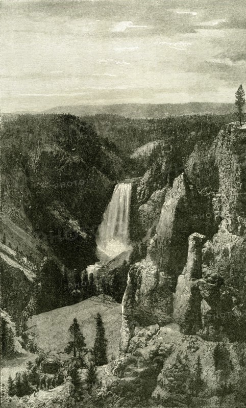 The Lower Falls and the Canon of the Yellowstone from Point Lookout, 1891, USA