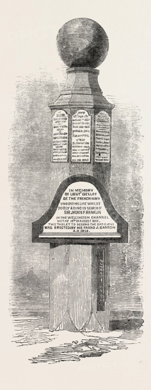 MONUMENTAL PILLAR ON BEECHEY ISLAND TO THE MEMORY OF LIEUTENANT BELLOT AND OTHER EXPLORERS, 1854