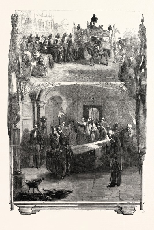 FUNERAL OF MARSHAL ST. ARNAUD, AT PARIS: INTERNMENT OF MARSHAL ST. ARNAUD IN THE VAULT OF THE MARSHALS OF FRANCE, BENEATH THE CHURCH OF THE INVALIDES, 1854
