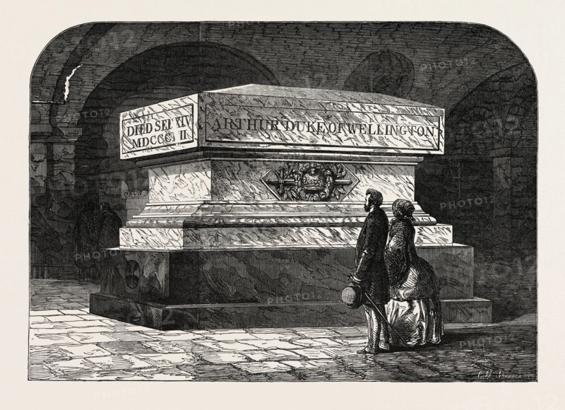 TOMB OF THE LATE DUKE OF WELLINGTON, IN THE CRYPT OF ST. PAUL'S CATHEDRAL, LONDON, 1854