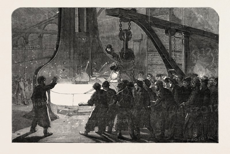 IRON SHIP FITTING AT THE ROYAL DOCKYARD, WOOLWICH, 1854