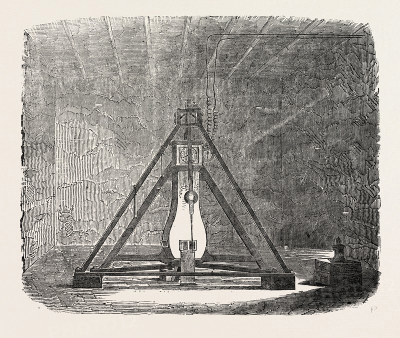 PENDULUM-ROOM AT THE BOTTOM OF THE HARTON COAL-PIT, 1854