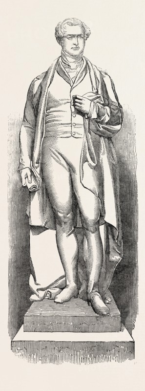 MARBLE STATUE OF THE LATE SIR ROBERT PEEL (NOBLE, SCULPTOR), PLACED IN ST. GEORGE'S HALL, LIVERPOOL, 1854, UK