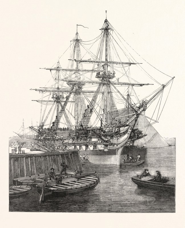 H.M. SCREW LINE-OF-BATTLE SHIP CAESAR, 90, AT PORTSMOUTH, UK, 1854