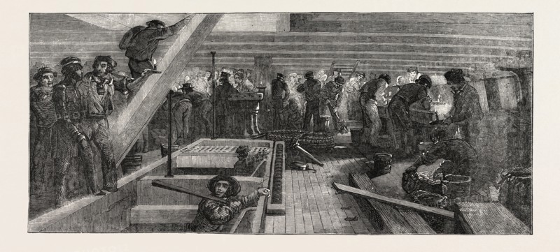 FITTING OUT THE CAESAR, BETWEEN DECKS, AT PORTSMOUTH, UK, 1854