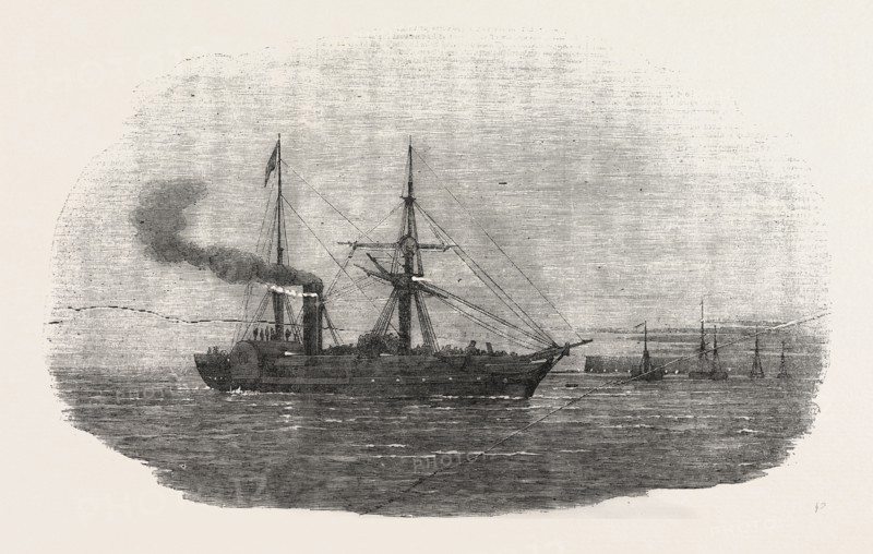 THE CRIMEAN WAR: THE EUROPA STEAMSHIP LEAVING KINGSTOWN WITH THE 90TH REGIMENT ON BOARD, FOR THE SEAT OF WAR, 1854