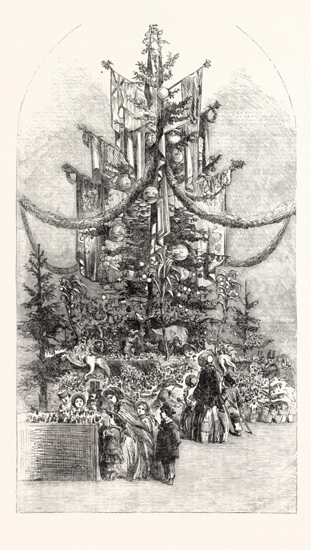 GIGANTIC CHRISTMAS TREE, AT THE CRYSTAL PALACE, SYDENHAM, UK, 1854
