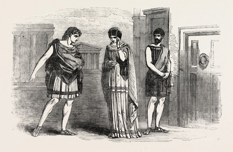 THE WESTMINSTER PLAY, SCENE FROM TERENCE'S EUNUCHUS, ACT 1, SCENE 1