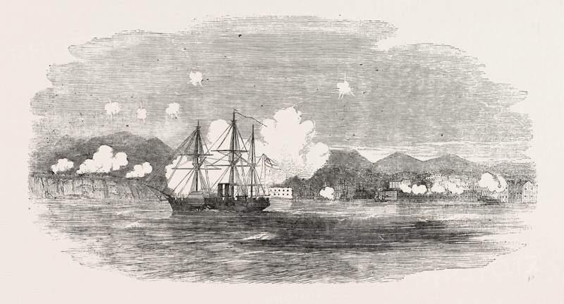 THE CRIMEAN WAR: THE VALOROUS CHASING RUSSIAN STEAMERS INTO SEBASTOPOL, 1854