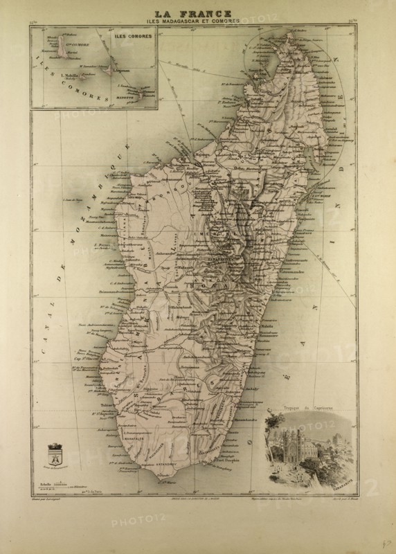 MAP OF MADAGASCAR AND COMOROS, 1896