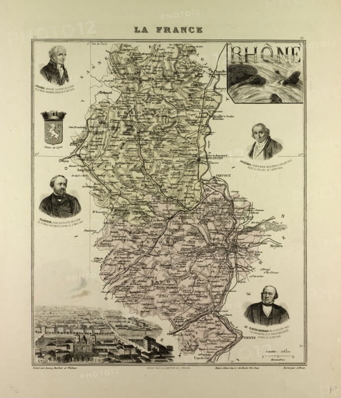 MAP OF RHÃîNE, 1896, FRANCE