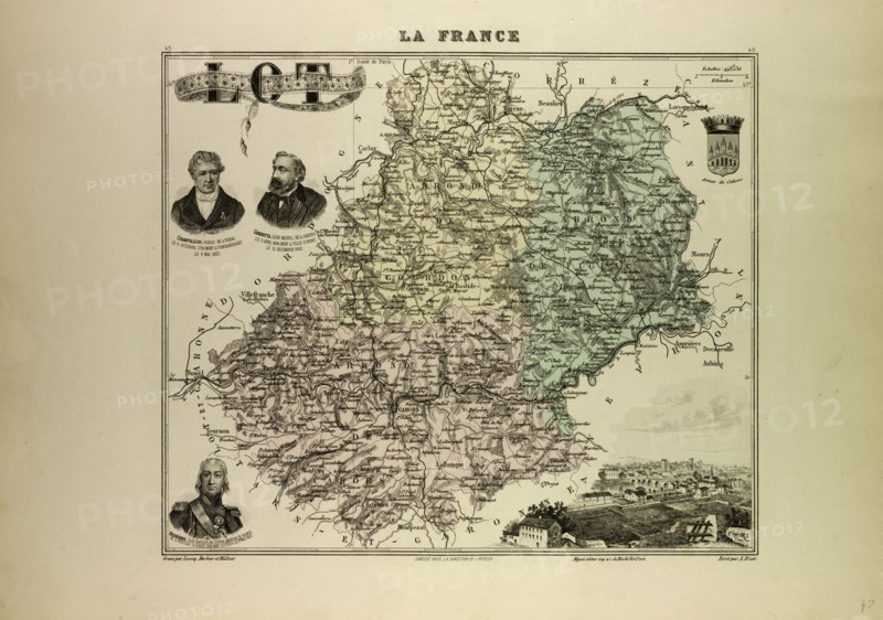 MAP OF LOT, 1896, FRANCE