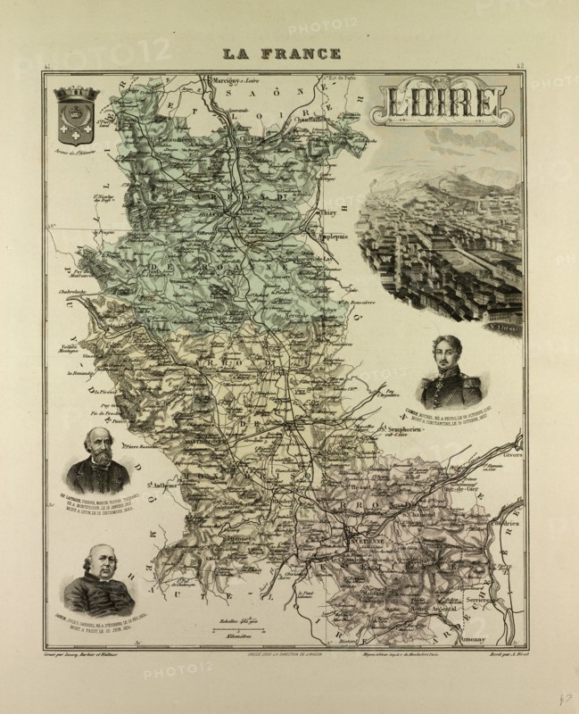MAP OF LOIRE, 1896, FRANCE