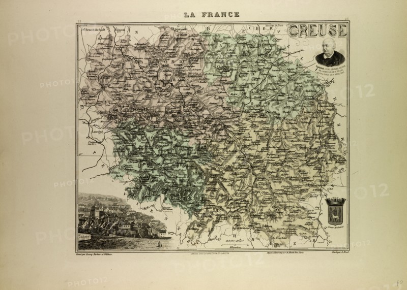 MAP OF CREUSE, 1896, FRANCE