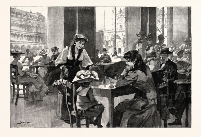 AFTERNOON IN THE PIAZZA SAN MARCO, VENICE, THE CAFÃƒâ€° FLORIAN, ITALY