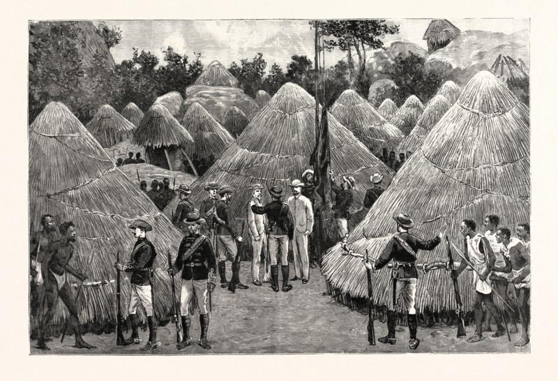 THE COLLISION BETWEEN ENGLISH AND PORTUGUESE IN MANICALAND: MAJOR FORBES AND TEN TROOPERS ARRESTING TH PORTUGUESE COLONEL PAIVA D'ANDRADE AND CAPITAN GOUVEIA