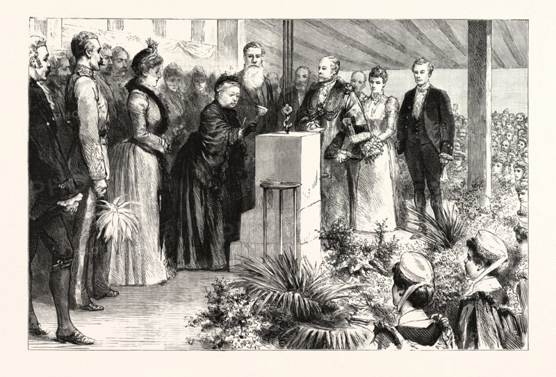 HER MAJESTY LAYING THE FOUNDATION STONE OF THE ROYAL DERBY INFIRMARY: I DECLARE THIS STONE WELL AND TRULY LAID, UK