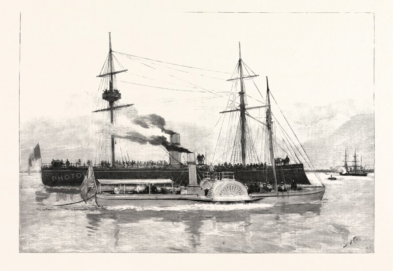 THE PORTUGUESE ATTACK ON THE BRITISH AT BEIRA, EAST AFRICA: One minute after the Tamega fired the first shot; the Limpopo full of armed men has been run up alongside the Agnes, and is threatening her with a quick-firing shell-gun on her bow.