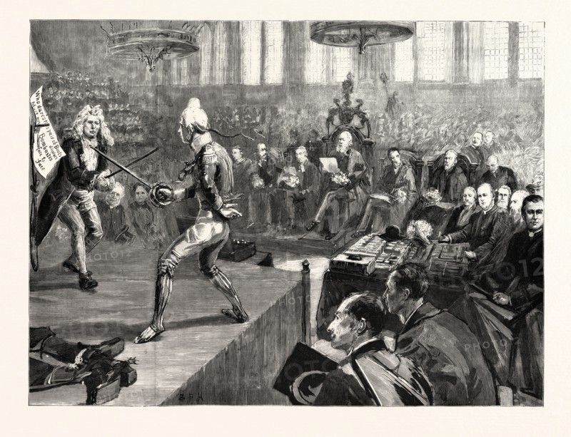 SPEECH DAY AT MERCHANT TAYLORS' SCHOOL: PERFORMANCE OF BOMBASTES FURIOSO BY THE BOYS IN THE HALL OF THE SCHOOL