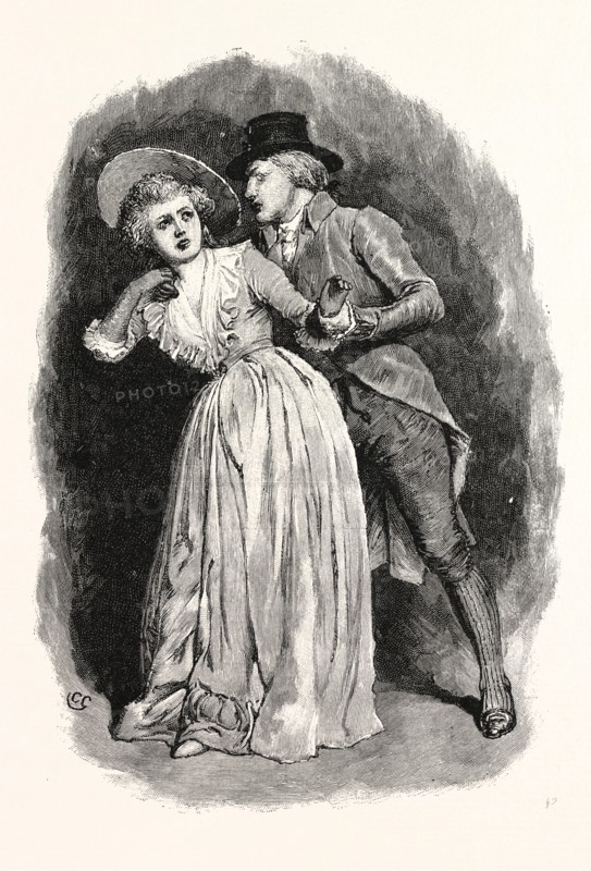 Laid his arm round the girl's neck, and kissed her twice upon the cheek