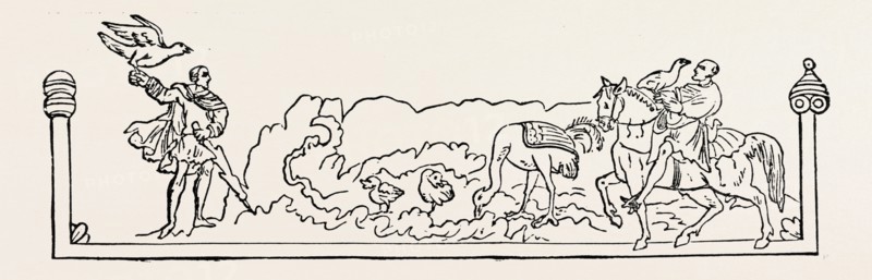 OCTOBER was called the "Cold-monath," or "Wyn-monath", wine-month. The vine was extensively cultivated in England at the time of the English. The woodcut represents a hawking scene.